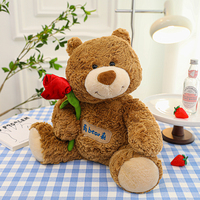Ours en peluche doux avec rembourrage en coton PP et détails brodés - Cadeau d'anniversaire mignon pour petite amie, ours câlin pour dormir