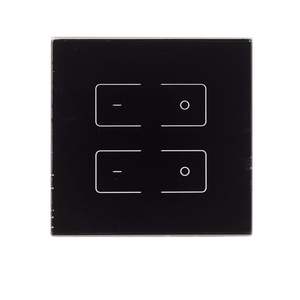 Panneau tactile en verre à 4 boutons Panneau en verre trempé noir sérigraphié 86*86mm Panneau en verre pour interrupteurs de lumière - Product Image 1