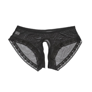 <b>Sexy</b> Mesh Open Crotch Panties For Women Solid Color Viscose <b>Thong</b> Ultra Thin Seamless No Removal Alluring Underwear - Product Image 5