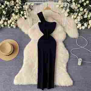 Vestido Maxi Casual de Verano Y2K con Abertura Asimétrica, Tejido a Crochet, Ecológico, para Mujer, Cintura Natural, Encaje Negro - Product Image 3