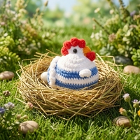 Porte-clés pendentif animal en coton artificiel fait main, motif dessin animé, soufflant des bulles, en forme d'œuf de poule, ornements transfrontaliers, fini
