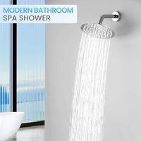 Pommeau de douche chromé de 8 pouces, entièrement en métal, en acier inoxydable, installation facile, débit d'eau élevé, ultra-fin, moderne, pour hôtel