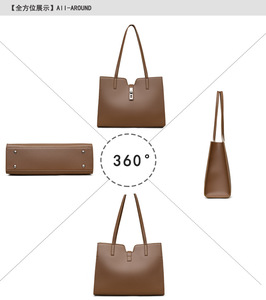 Bolsos de Mano de Moda para Mujer al por Mayor, Bolsos de Cuero Genuino de Gran Capacidad, Bolsos de Hombro para Dama - Product Image 3
