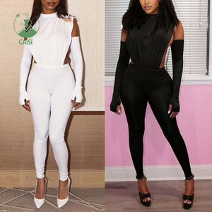 Autumn New Damen 2-teiliges Set Solid Hollow-Out Bodysuit und Leggings Zweiteiliges Set Streetwear Outfits - Product Image 1