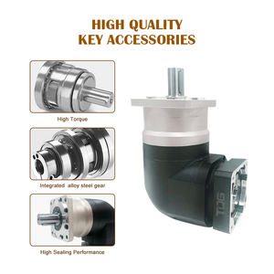 दाएं-कोण ग्रह गियरबॉक्स कम बैकलैश उच्च टॉर्क 90 डिग्री ट्रांसमिशन स्टेनलेस स्टील 20:1 कमी अनुपात सर्वो मोटर - Product Image 2