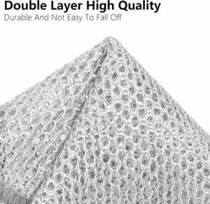 Double Layer Non Scratch Reusable Eco-Friendly <b>Silver</b> <b>Wire</b> Dishcloth Steel Scrubber Kitchen Dishwashing Cloth - Product Image 2