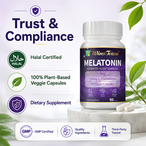 Cápsulas vegetales Winstown Melatonin Advanced Sleep Complex con L-Teanina, para un descanso diario suave, un sueño equilibrado y relajante. - Product Image 6