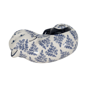 Scultura di Gatto in Ceramica Stile Chinoiserie, Design Floreale Blu e Bianco, Ornamento Decorativo per Soggiorno, Bagno, Ufficio - Product Image 6