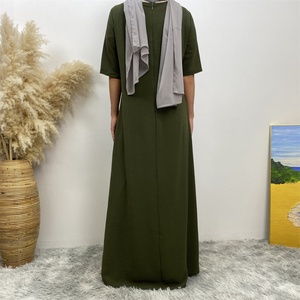 Short Sleeves Slip <b>Dress</b> Muslim Women Basic Inner <b>Dresses</b> with Back Zipper (6722) - Product Image 5