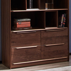 Libreria in Legno Massello Ecologico di Noce Nero Nordamericano, Design Moderno e Minimalista per Casa, Ufficio e Soggiorno - Product Image 3