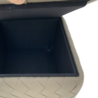 Pouf de rangement carré en cuir tressé de luxe moderne, repose-pieds, tabouret de rangement, mobilier de salon