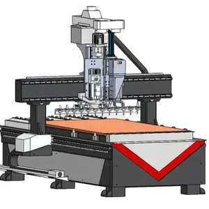 Woodworking machinery Wood ATC Linear blade Tool store Nested Processing Drilling Boring Center CNC Cutting Machine