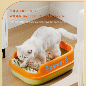 De nuevo diseño, valla superior semicerrada, bandejas de arena para gatos grandes de plástico, caja de arena para gatos con pala - Product Image 3
