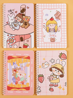 Agenda A5 con espiral, diseño de dibujos animados, 60 hojas, logotipo personalizado, MOQ bajo, material escolar, diario impreso, cuaderno, lote mixto
