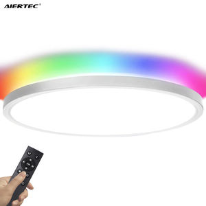 24W Ultra-Thin <b>LED</b> <b>Ceiling</b> <b>Light</b>, <b>Modern</b> Round White RGB Color Changing Lamp with Stepless Dimming for Home - Product Image 1