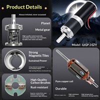 Motor DC Planetary 32GP-31ZY 12V 24V Torsi Tinggi Kecepatan Rendah Kecepatan Dapat Diatur Motor Listrik Mikro Gearbox Logam untuk Robot