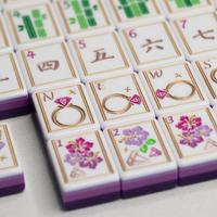 Ensemble de tuiles de mahjong américain en acrylique violet foncé à 3 couches de luxe, tuiles améthyste, bijoux en dentelle précieuse, gravure personnalisée, écologique