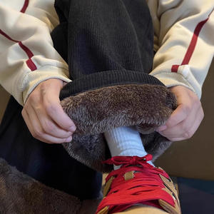 Pantalon large en velours côtelé pour homme, léger, décontracté, doublé de polaire intégrée, chaud, mode automne-hiver - Product Image 1