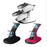 Support de chargement double sans fil pour manette de jeu PS5 avec affichage à lumière bleue pour manette Bluetooth Dock Accès facile pour le jeu