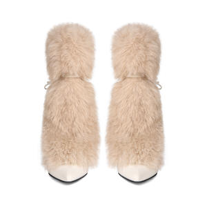 Bottines à talons aiguilles à bout pointu pour femmes tendance 2025 avec col en fausse fourrure et sangle à boucle métallique pour la vente en gros - Product Image 4