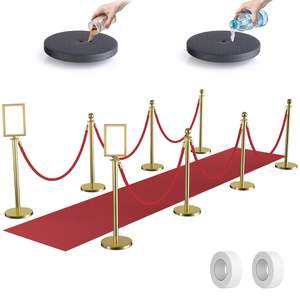 8 Postes <span class=keywords><strong>de</strong></span> Señalización con Cuerdas <span class=keywords><strong>de</strong></span> Terciopelo, Alfombra Roja y Marco para Letreros, Marco para Letreros Tamaño <span class=keywords><strong>A4</strong></span> para Decoración <span class=keywords><strong>de</strong></span> Fiestas con Alfombra Roja - Product Image 1
