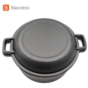 Casserole en fonte pré-assaisonnée deux en un pour l'extérieur, <span class=keywords><strong>four</strong></span> hollandais robuste, équipement de cuisson au feu de camp, ustensiles de survie, rétention de chaleur - Product Image 2