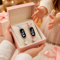 Montre numérique LED tendance pour enfants, bracelet en résine mignon avec breloques cœur et tortue, montre électronique pour filles, cadeau d'anniversaire