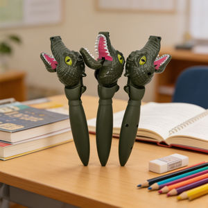 Stylo mignon en forme de crocodile qui mord, papeterie interactive amusante, action de morsure interactive, parfait pour la décoration de bureau scolaire et les cadeaux de fête - Product Image 5