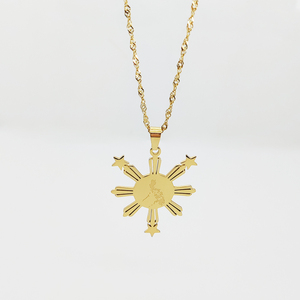 Collar con Mapa de Filipinas, Joyería de Acero Inoxidable, Collar con Mapa de Filipinas y Estrella Solar, Chapado en Oro, Orgullo Filipino, Joyería <span class=keywords><strong>Fina</strong></span> - Product Image 6