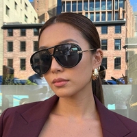 Lunettes de soleil de luxe surdimensionnées pour femme, style punk, grandes lunettes de pilote, protection UV400, double pont, monture complète
