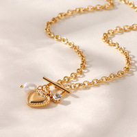 Collier KITI avec pendentif perle douce, plaqué or 18 carats PVD, en acier inoxydable, bijoux inaltérables pour cadeaux de Saint-Valentin