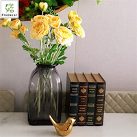 Bunga Mawar Teh Buatan 2 Kepala Warna Pink dari Kain Sutra, Bunga Ranunculus untuk Dekorasi Rumah, Pernikahan, dan Pesta (Grosir)