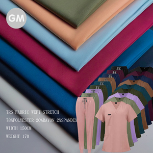 <span class=keywords><strong>Polyester</strong></span> <span class=keywords><strong>Viscose</strong></span> Spandex Vải 2-Cách Căng Đồng Phục Tr Suiting Twill Vải 170gsm Y Tế Tẩy Tế Bào Chết Vải - Product Image 1