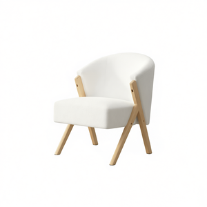 Silla decorativa moderna con tapicería blanca, estructura de madera maciza, silla minimalista para sala de estar, hogar, oficina, dormitorio - Product Image 1