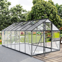 Kit de jardin de plain-pied moderne spacieux murs en polycarbonate de 4mm assemblage sans outil cadre en métal de jardin professionnel personnalisable