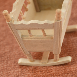 Meubles miniatures pour maison de poupée 1/12, berceau miniature en bois fait <span class=keywords><strong>à</strong></span> la main, modèle de lit, décoration créative - Product Image 3