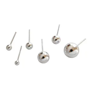 Set Anting-Anting Kancing Perak Sterling 925 untuk Wanita, 5 Pasang Ukuran Kecil Berbeda, Anting Perak Sterling, Kancing Bola 3Mm Hingga 10Mm