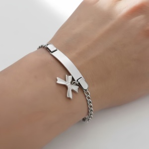 Pulsera de Barra Personalizada con Logotipo, Nombre DIY, Joyería para Mujer, Mariposa, Corazón, Chapado en Oro, Acero Inoxidable, Grabado, Personalizable - Product Image 2
