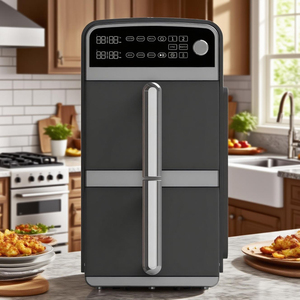 Nouveau four carré sans huile en acier inoxydable à double pile numérique électrique pour accessoires de cuisine Grill Fry Cook Touch - Product Image 3