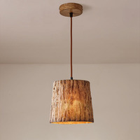 Petit pendentif en résine imitation bois japonais, style zen, esthétique Wabi-sabi, vintage, chic industriel, lustre LED pour maison d'hôtes