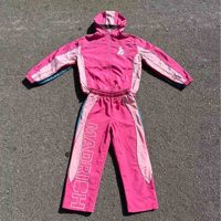 Ensemble survêtement streetwear en nylon patchwork personnalisé avec lignes réfléchissantes, coupe-vent, veste zippée et pantalon pour homme – Vente en gros