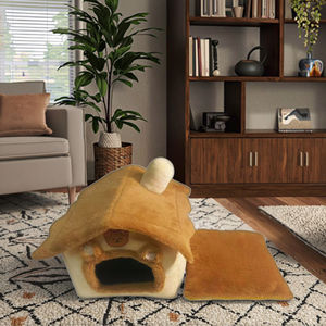 Cama ecológica para gatos para todas las estaciones, jaula para mascotas, lavable, plegable, semicerrada, cubierta extraíble para calefacción para gatos y perros - Product Image 5