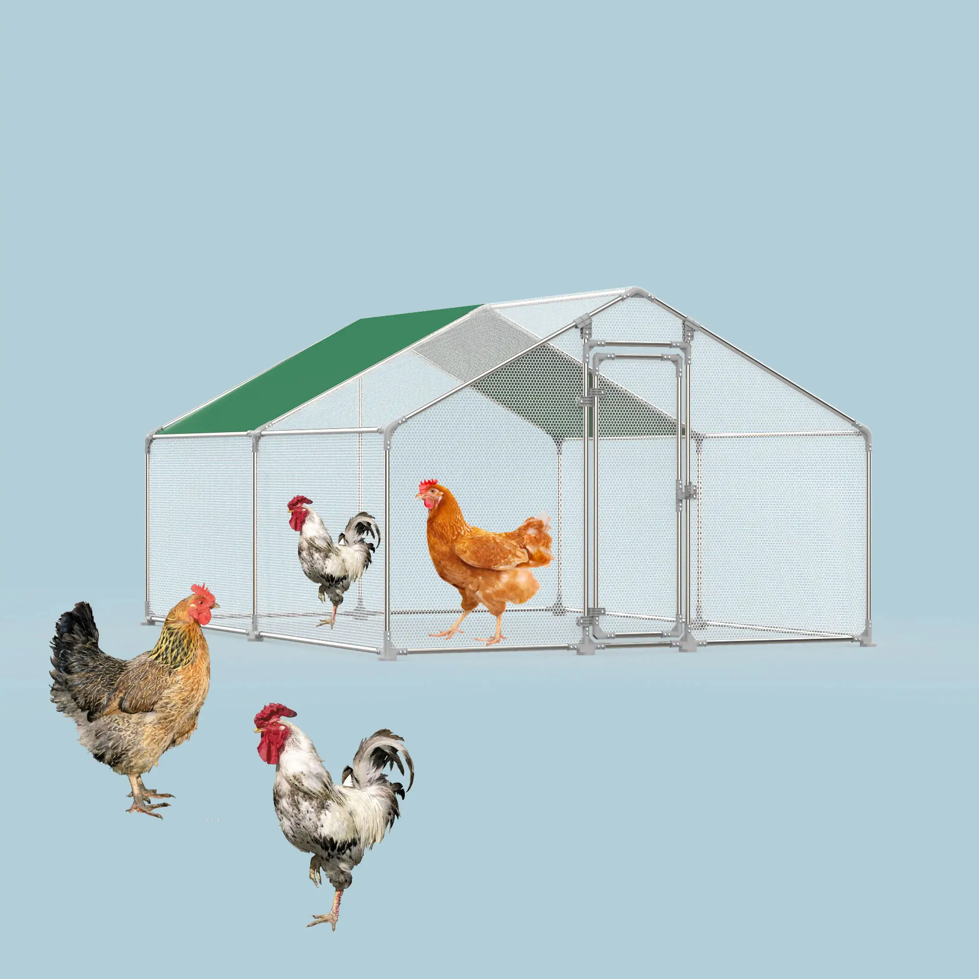 Outdoor Chicken Coop Run Walk in Poultry Cage Chicken runs house for Yard with Waterproof Cover , Ducks Rabbits Habitat Cage Spi