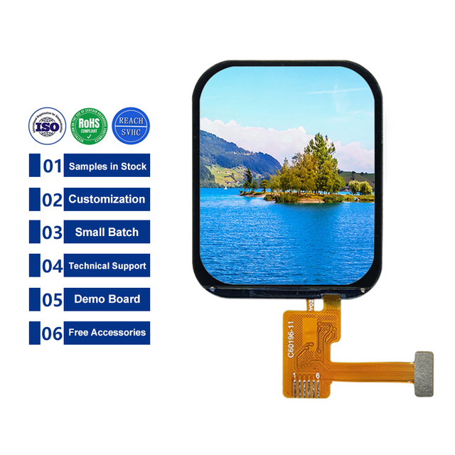 1.96 Inch 320*386 QSPI Square 24Pin TFT LCD Display Module for Smart Watch LCD Screen Factory Custom CTP Capacitive Touch Panel