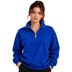 Sudadera de Mujer Index Apparel con Cierre de Cremallera, Cuello Alto, Manga Larga y Forro Polar, Color Azul - Product Image 1