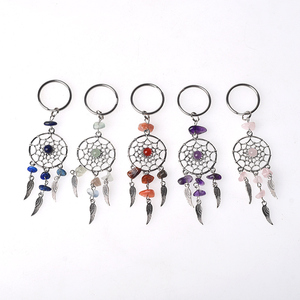 Venta caliente llavero de acero inoxidable piedra preciosa natural cristal llavero atrapasueños llavero para accesorios - Product Image 2