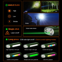 Lampe torche LED portable EDC COB AA ultra-lumineuse 1000+ Lumens, étanche IP65, rechargeable USB, en alliage d'aluminium, faisceau spot, pour camping et plongée