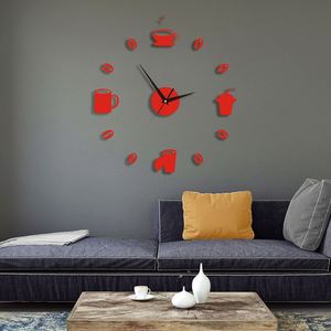 Horloge murale créative en acrylique 3D en forme de tasse à café, horloge numérique DIY pour la décoration de la maison, du salon et de la chambre - Product Image 4