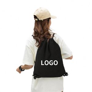 2025 Canvas Promotion Large Capacity Plain Cotton <b>Drawstring</b> Bag <b>Backpack</b> for Outdoor - Product Image 3