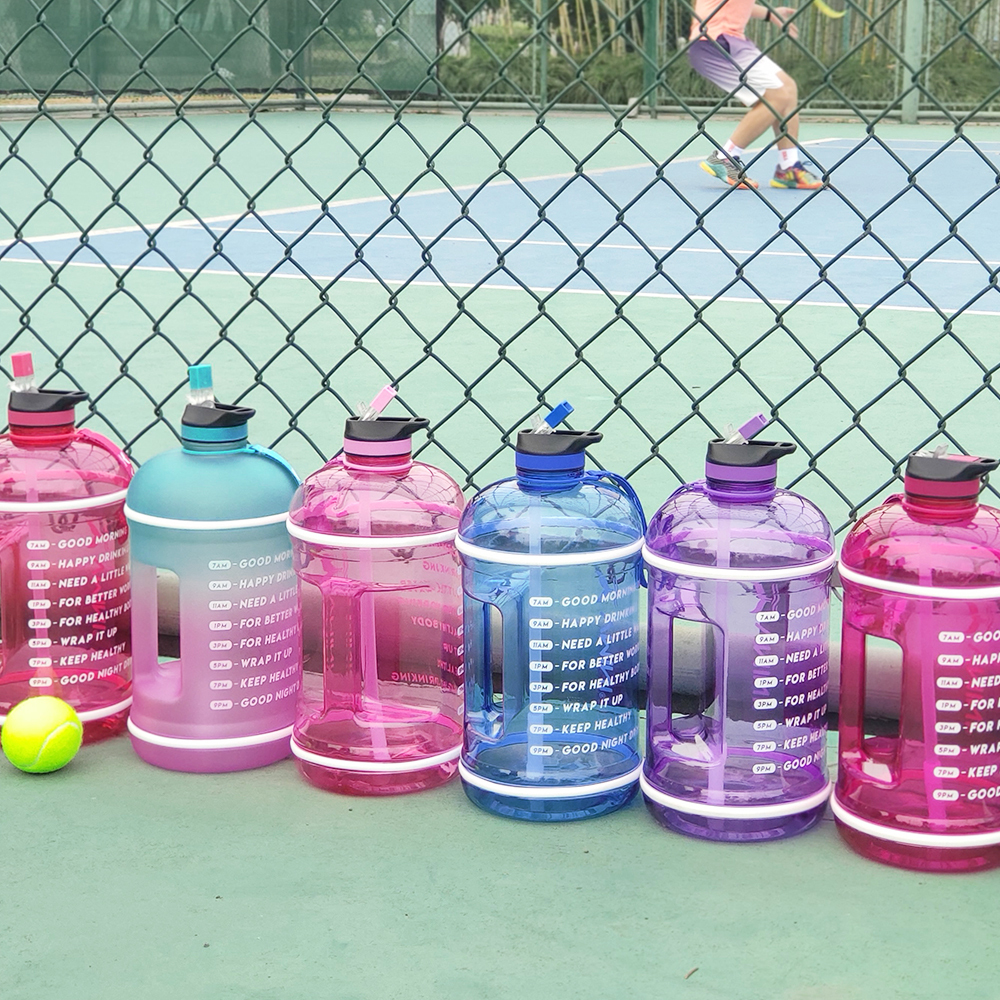 gallons bouteille d'eau en plastique paille couvercle bouteille motivation Marqueur Temporel Rappel, logo personnalisé SANS BPA